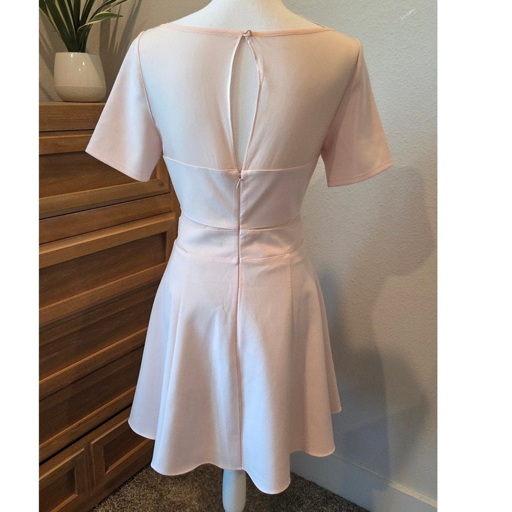 NWT Elizabeth and James Mesh Cutout Fit & Flare Dress Short Sleeve Pink Pastel 8 - Picture 9 of 10